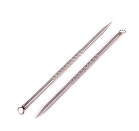 COmbo Cây nặn mụn, kim lấy mụn 12cm 2 đầu và cây lấy ráy tai
