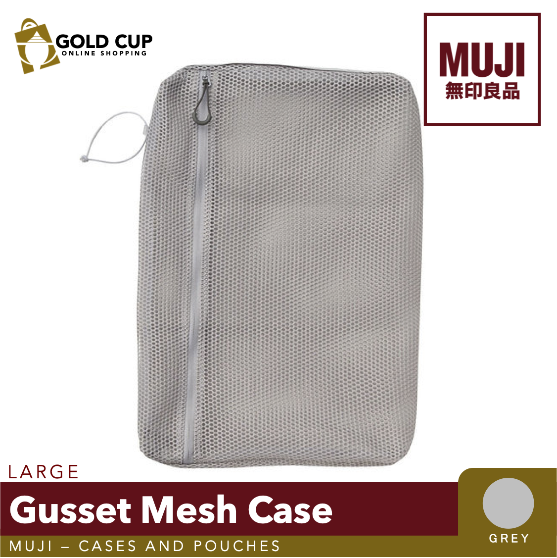 MUJI Gusset Mesh Case Large/Light Gray (Cases and Pouches) Lazada PH