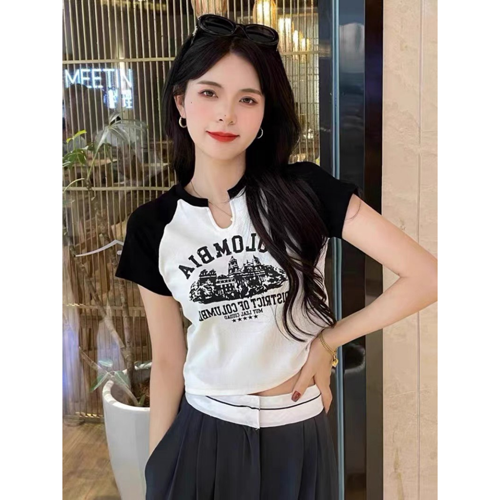 Áo Croptop COLOMBIA Cổ giọt lệ