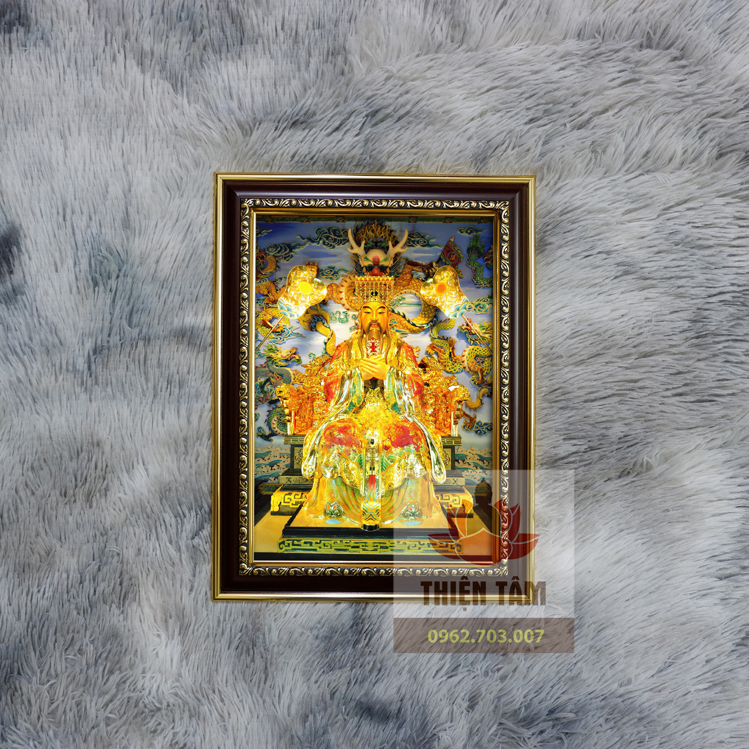 Tranh Vua Cha Ngọc Hoàng size nhỏ 27x36cm bằng vải phủ bóng khung composite xịn xò