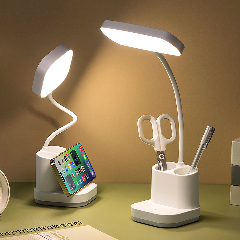 Table lamp foldable LED rechargeable pen holder lamp for reading with three-level dimming