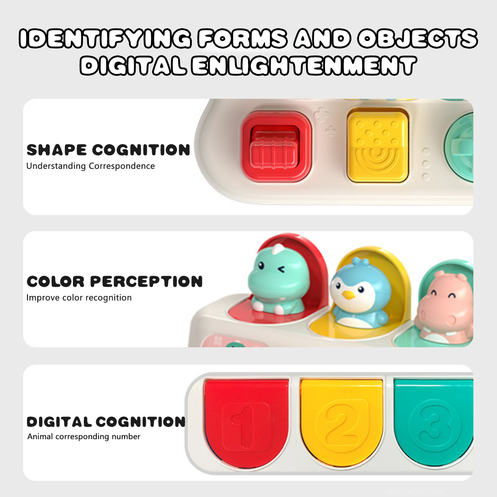 Cute Animals Pop-Up Toys Children's Early Learning Toys Interactive Switchbox Button Box Baby Educational Toys for Toddler's Preschool Activity BC-VN