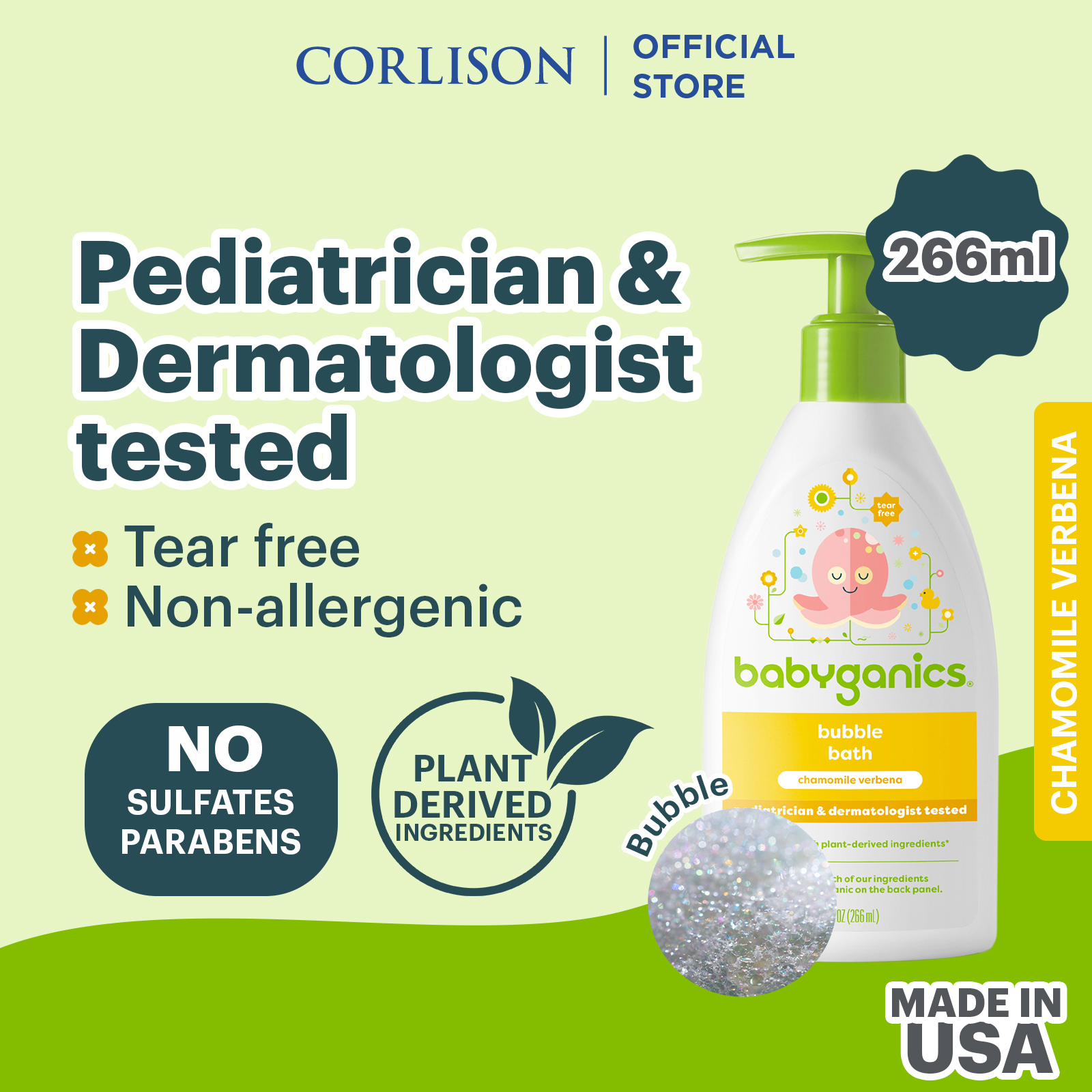 Babyganics bubble bath 266ml chamomile verbena Lazada Singapore