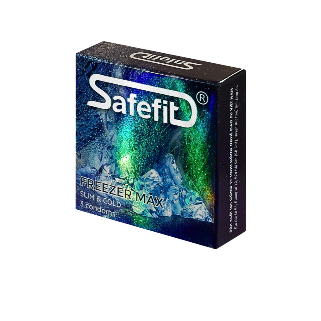 Bao cao su siêu mỏng Safefit Freezer Max bạc hà mát lạnh, bcs siêu mỏng kéo dài thời gian quan hệ