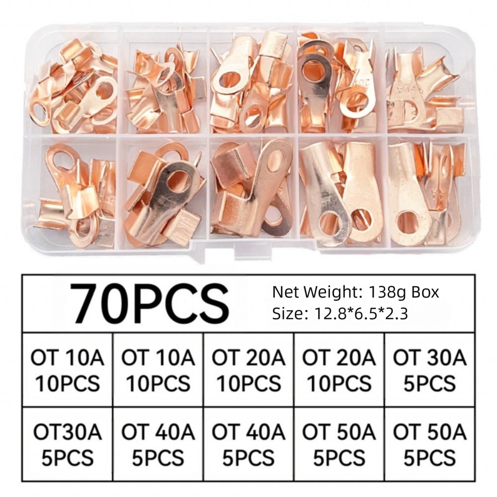 Connector OT Type Wire Terminal Red Bare Nose Lugs Crimp Terminals ...