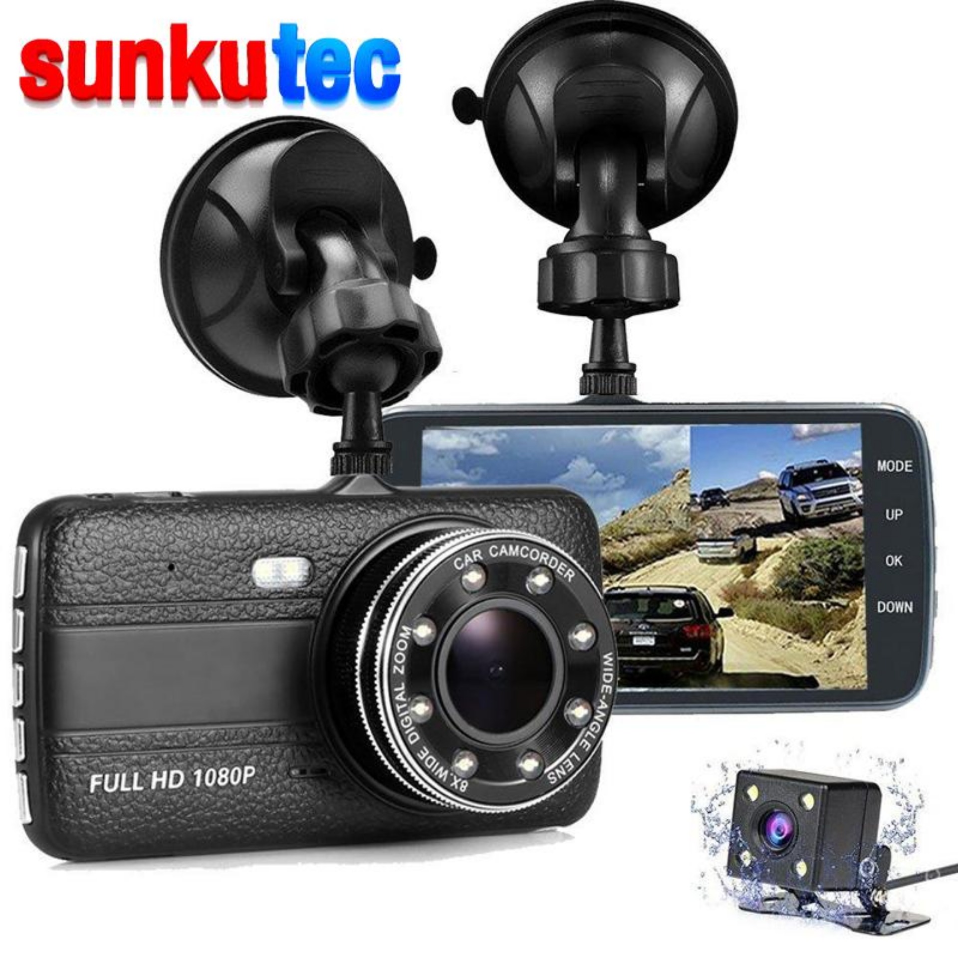 Full HD 1080P 4/'/' LCD Car DVR Dual Lens Camera Dash Cam Video Recorder G-sensor