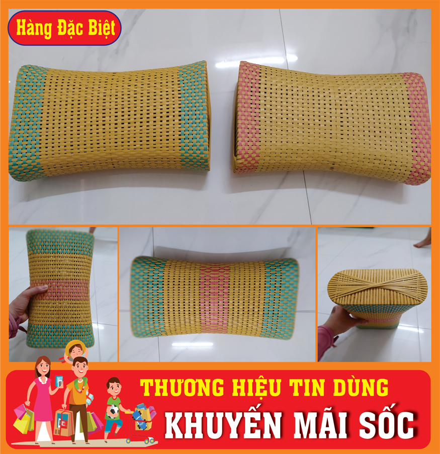 COMBO 02 Gối mây đan thoáng khí tự nhiên êm ái cho giấc ngủ ngon. Gối mây mát lạnh thoáng mát cao cấp