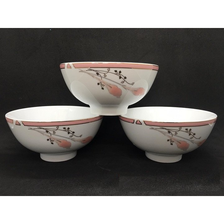 Bộ 10 Chén cơm đường kính 11 cm sứ Chuan Kao hoa lan hồng 1012 cao cấp