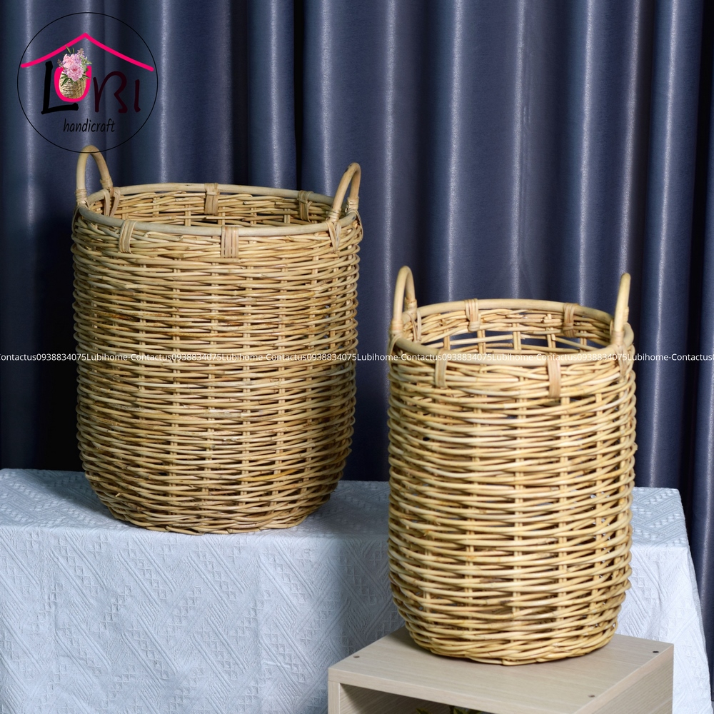[Lubi Home] - Round rattan basket, set of 2