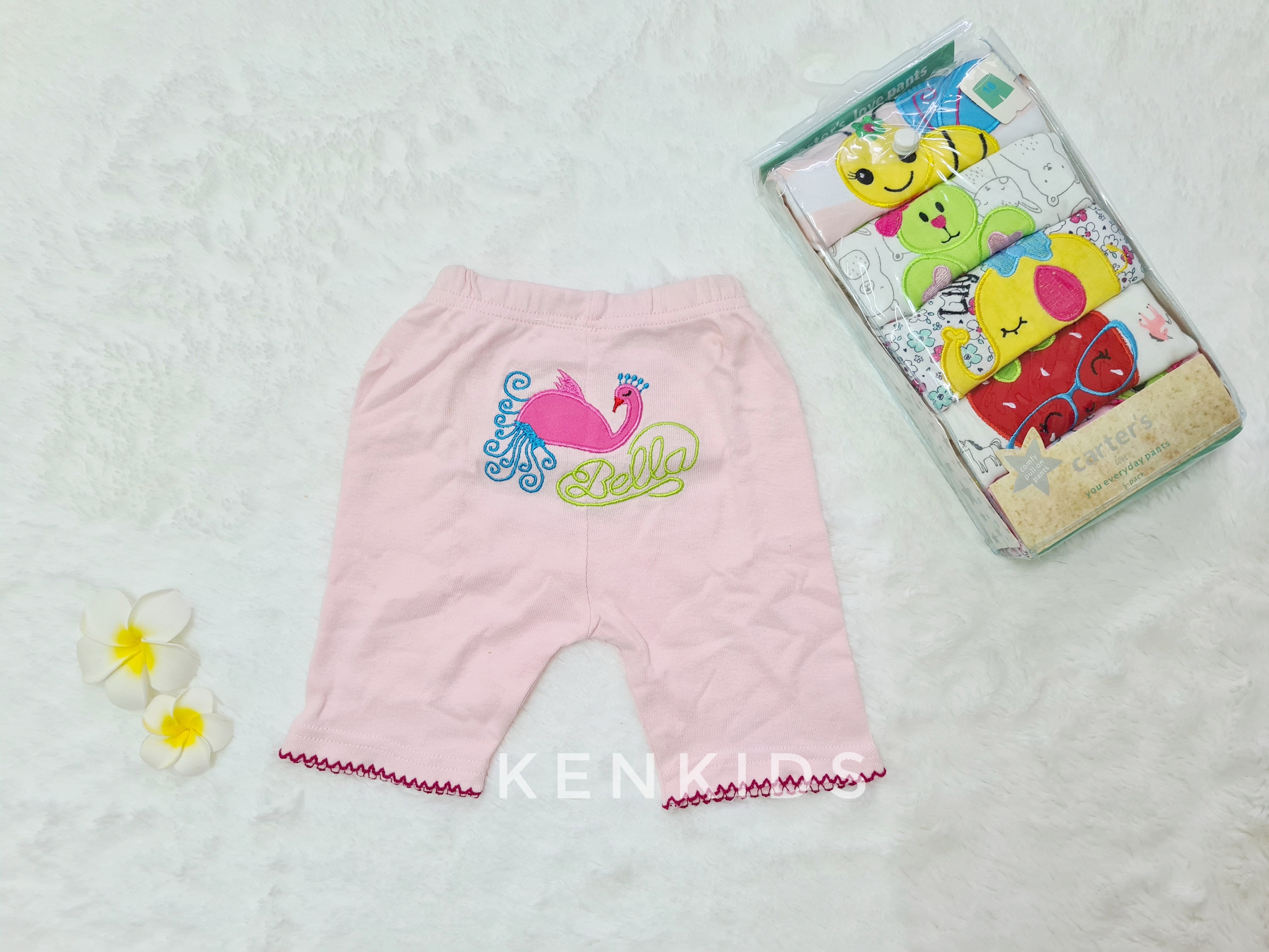 Quần short lửng thêu mông thú Carter Thái Lan bé gái (7-14kg)