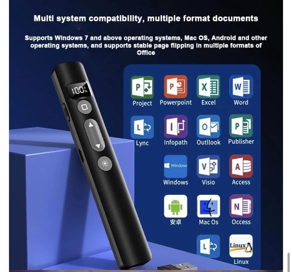 Wireless Presenter With LCD Display, Laser Pointer Laptop Remote Control Flip Pen For Powerpoint Presentation PPT Slide Advancer Pointer Pen with Red Light. 