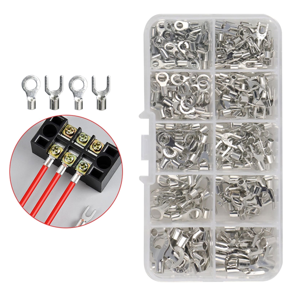 320 cái thiếc-plated-Copper dây uốn ngã ba End Cáp Lugs đầu kết nối uốn không Cách Điện Đầu Cuối Vòng & ngã ba kết nối