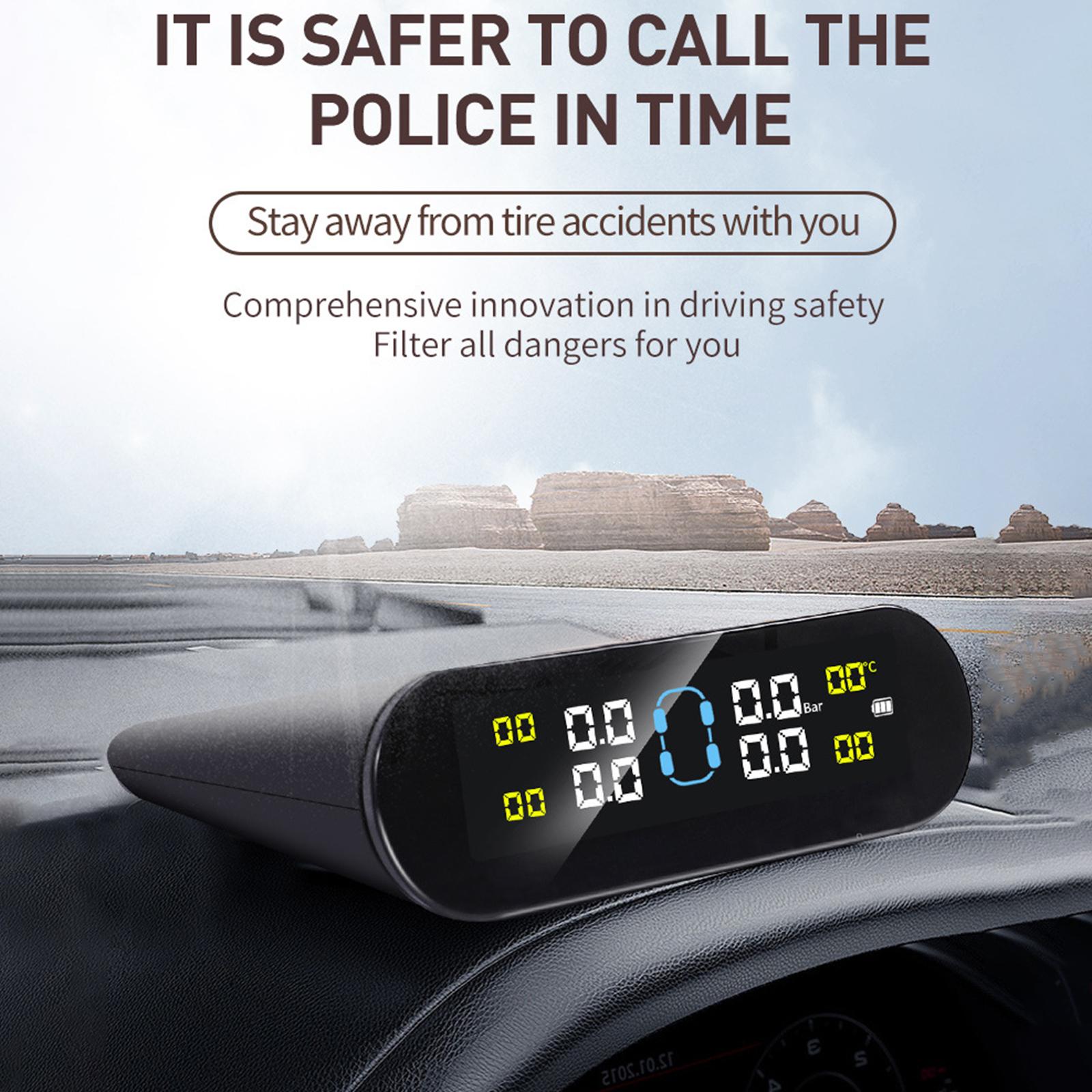 Gazechimp Car Tire Pressure Monitoring System LCD Display with Solar Charge Solar TPMS External Sensor