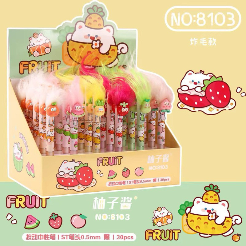 Bút mực nước đen gắn charm tóc cute mẫu thú capybara, búp bê môi dày, panda, loopy