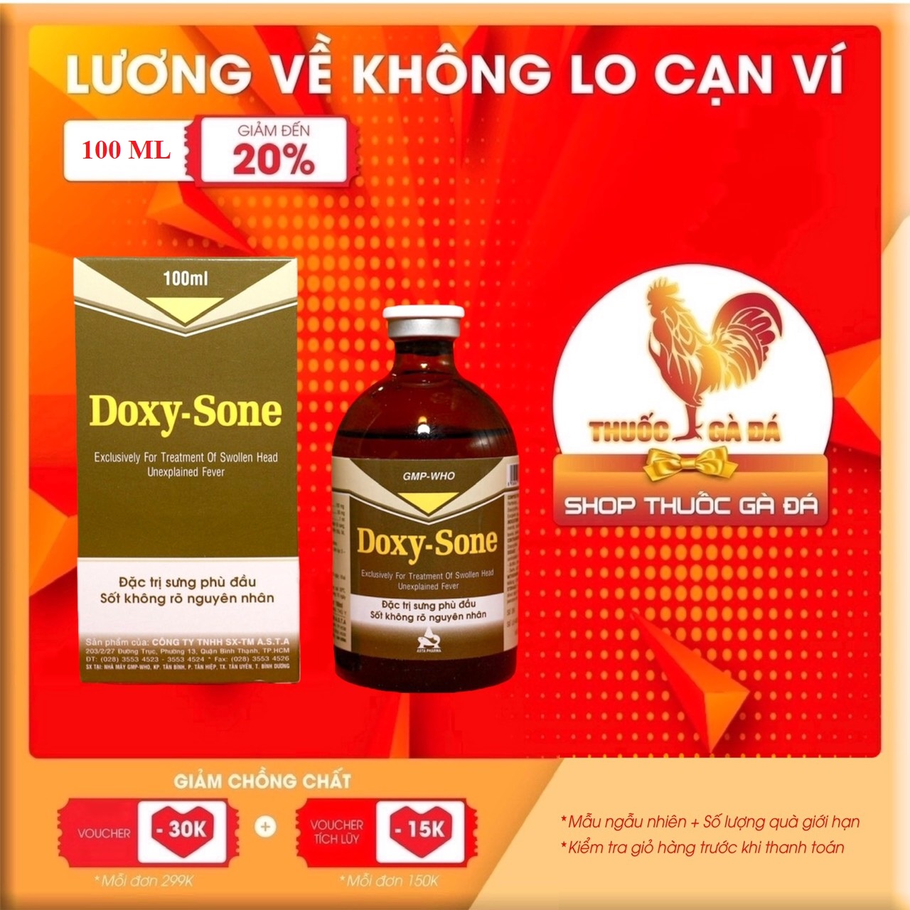 DOXY - SONE sưng phù đầu, sốt dành cho gà đá