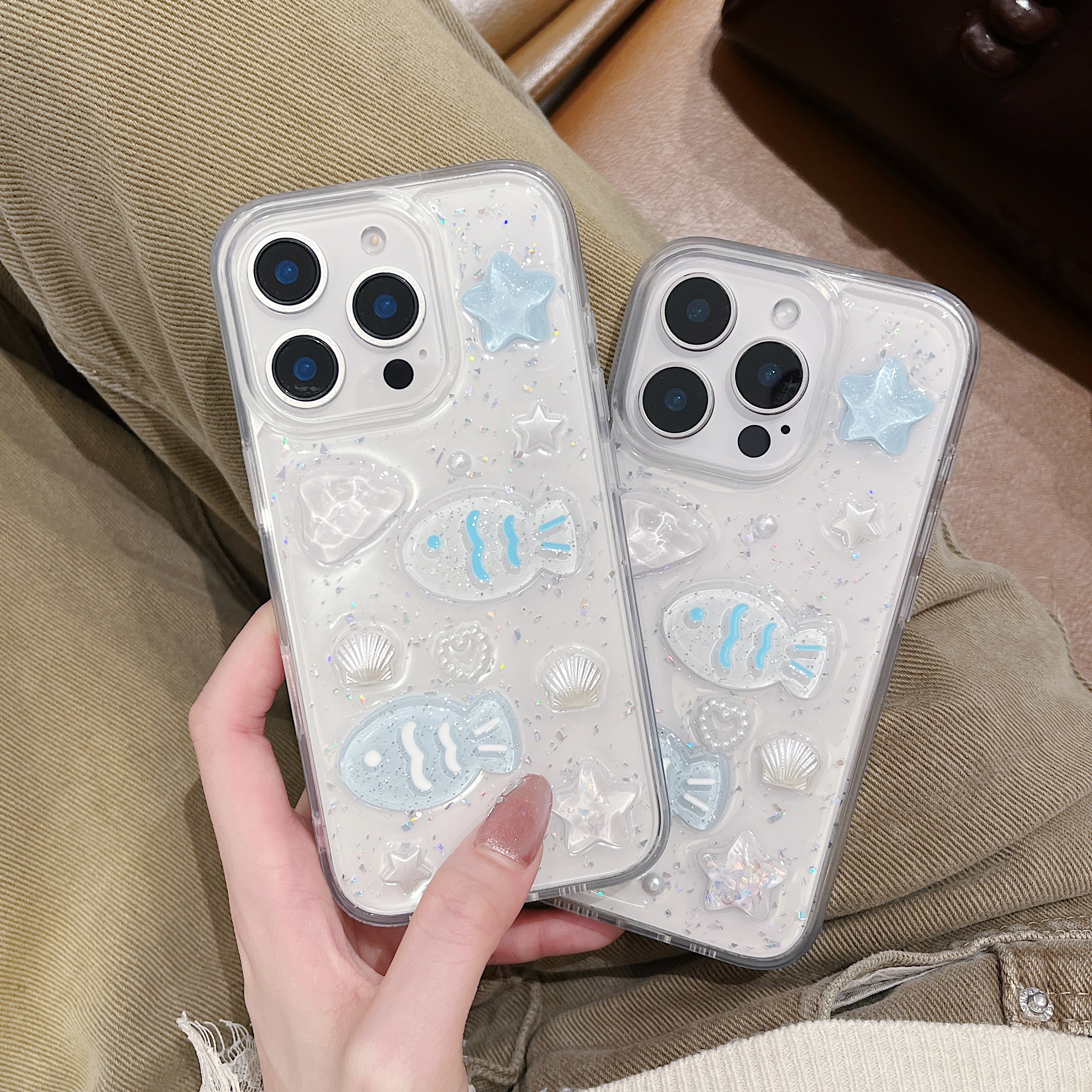 Sroof%20Case%20For%20iPhone%2011%2012%2013%2014%2015%2016%20Pro%20Max%2016%2015%2014%20Plus%20New%20advanced%20sense%20of%20transparent%20acrylic%20drip%20glitter%20three-dimensional%20blue%20two%20fish%20phone%20case%20back%20cover%20-%20Image%205