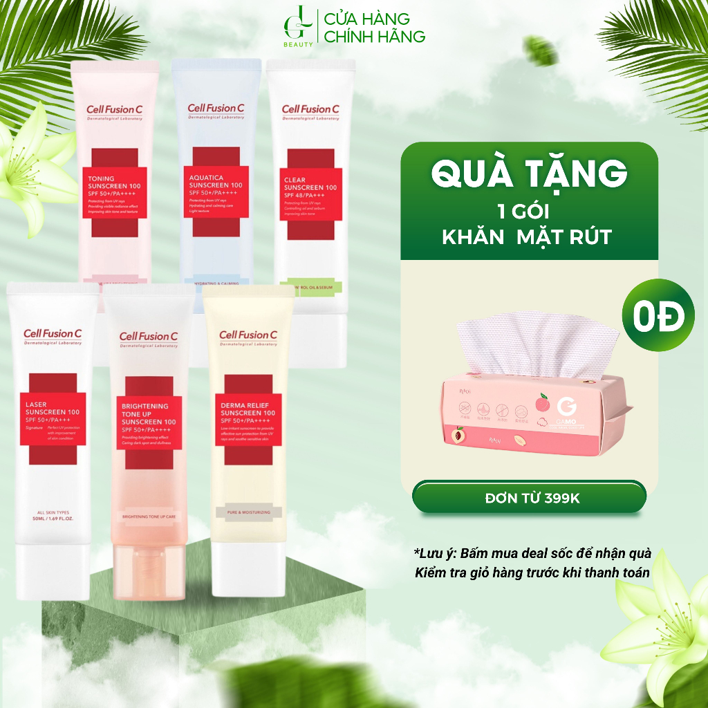 Kem chống nắng cell fusion c sunscreen 100 spf 50+/pa+++ loại 10ml, 35ml, 50ml