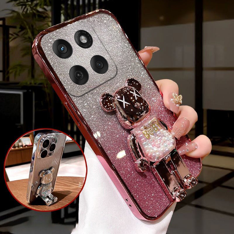 XINYEXIN Brillantinata Cover per Motorola Edge 60 Pro, Custodia Trasparente Bling Glitter, Ultrasottile Antiurto Scintillante Ideale per Donne Ragazze - Oro rosa