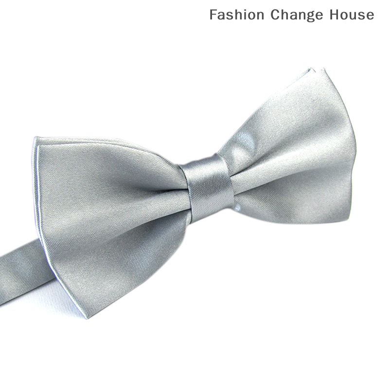 Men Satin Bowtie Classic Wedding Party Bow Tie Solid Color Adjustable Necktie.