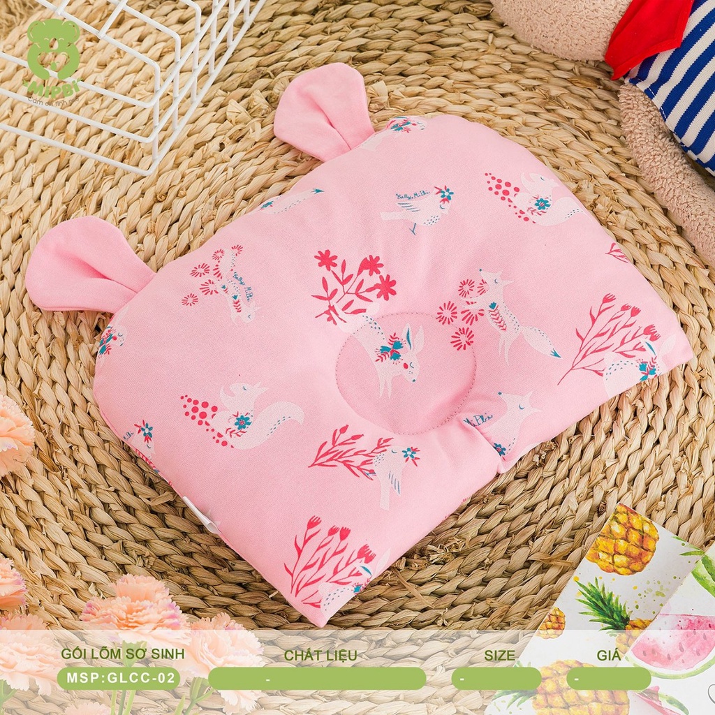 Mipbi. Gối lõm sơ sinh (có thể tháo rời vỏ gối)
