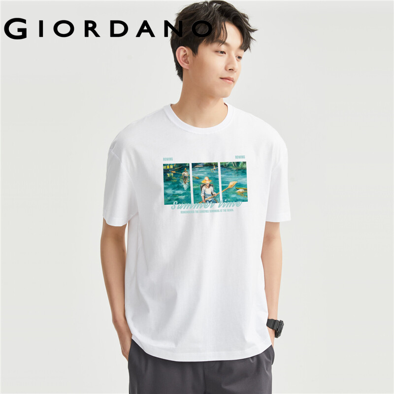 Giordano Men Print crewneck short sleeve tee Free Shipping 91092291