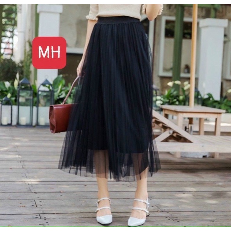 SIÊU PHẨM CHÂN VÁY XẾP LY DÀI VOAN LƯỚI