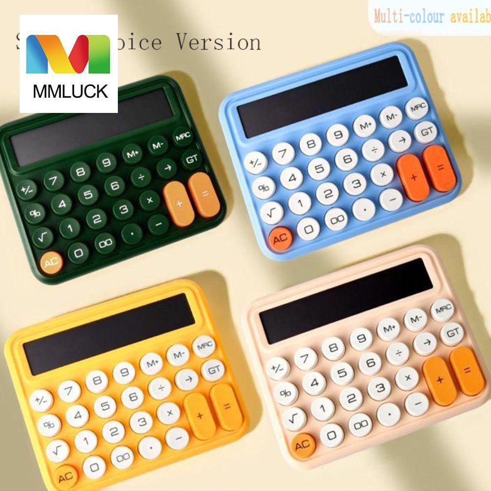 MMLUCK 12-digit Mechanical Calculator Large Display Silent/Voice Version Soft Keyboard Mini Calculator Convenient Calculation Candy Color Voice Model Calculator Mechanical Do Office Work