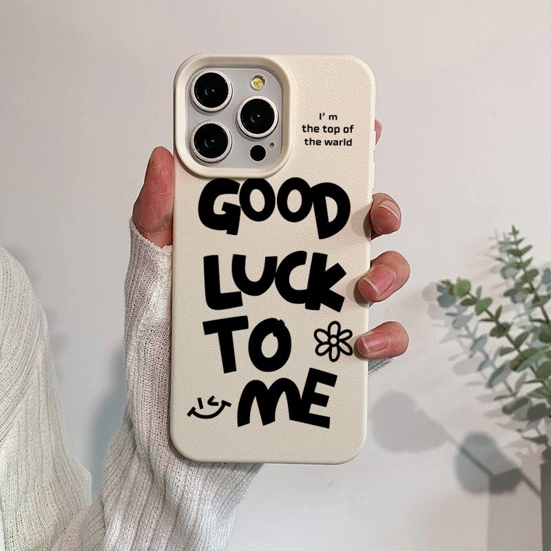 Coque Iphone 16 Wish Me Good Luck Design Blanc Et Noir_voghion.com