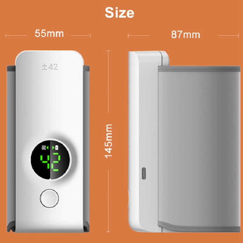 1Set Bottle Heating Jacket 6Levels Adjustment Temperature Display Bottle Heater Portable Baby Bottle Heater 6000Amh C