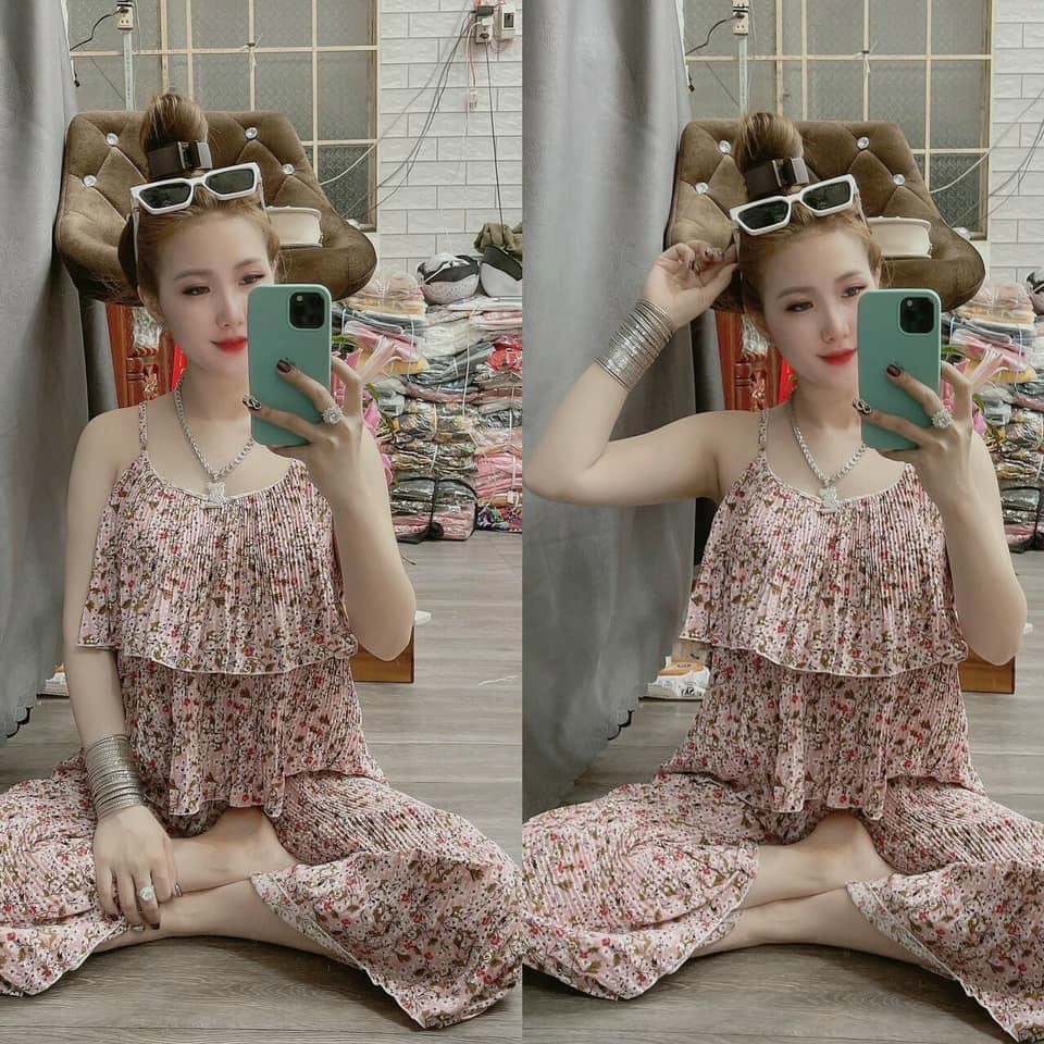 SÉT BỘ LỤA HOA DẬP LY TẦNG 2 DÂY SIÊU XINH
