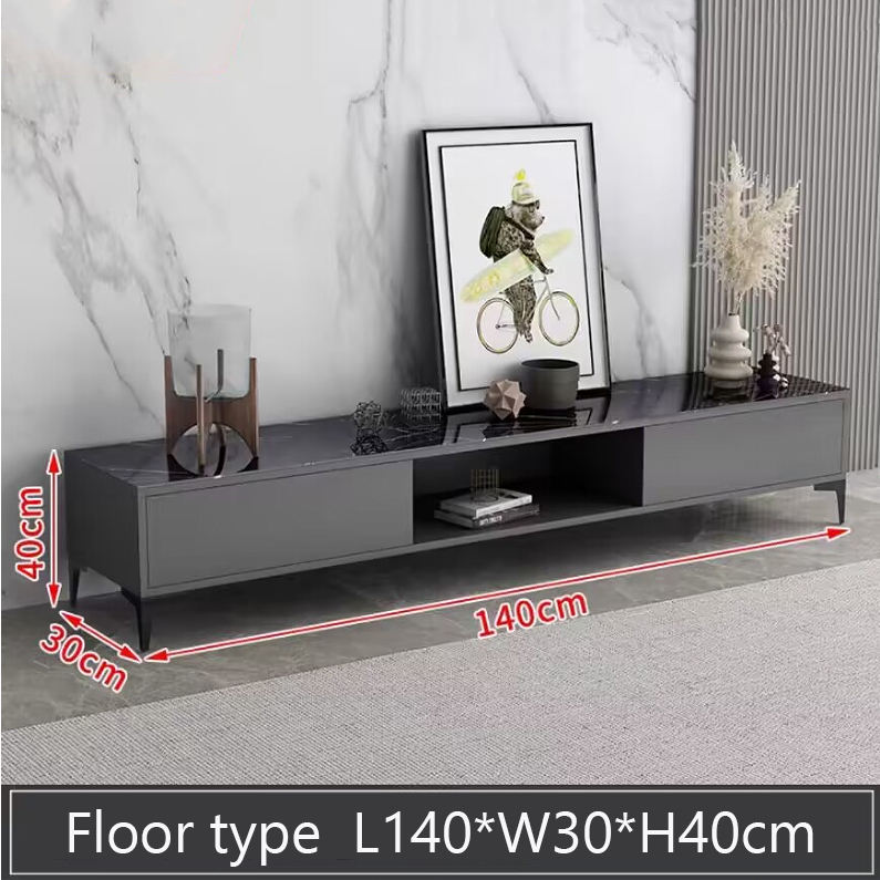 Marble TV floor coffee table combination