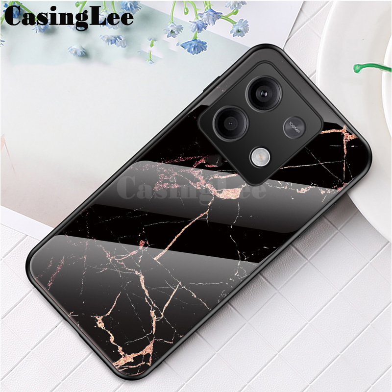 For Xiaomi Poco X6 NEO case Fashion Marble Tempered Glass Protector Soft Frame Silicon For Xiaomi Poco X6 NEO Back Cover Phone Cases. 