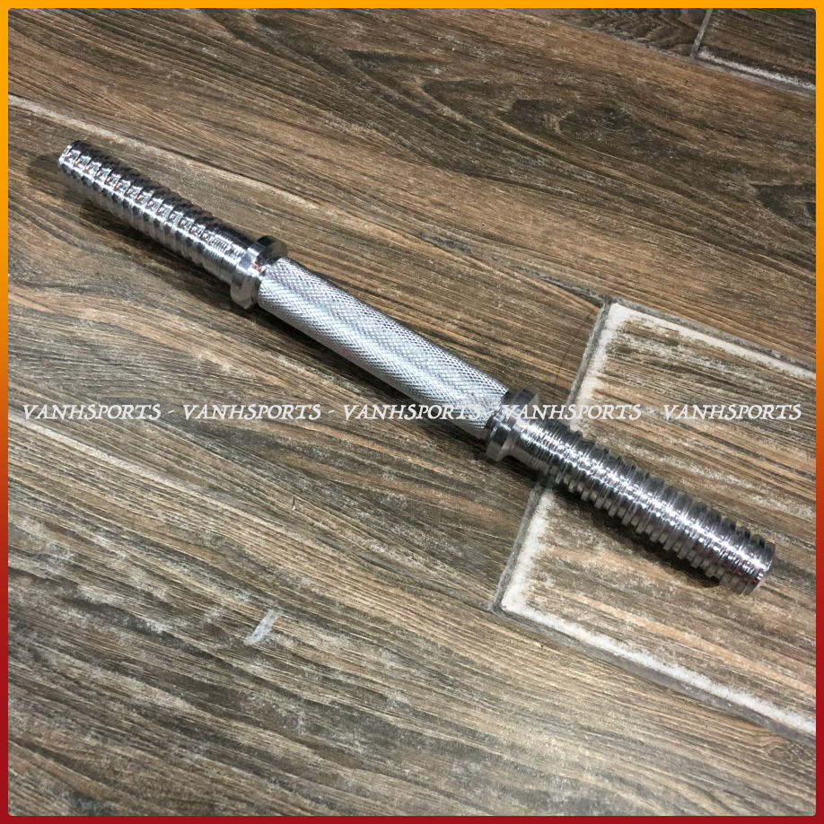 Đòn tạ tay thẳng 35cm phi 27, đúc đặc từ gang mạ kẽm, độ cứng cao, thời gian sử dụng lâu dài - Không kèm bánh tạ | VANHSPORTS