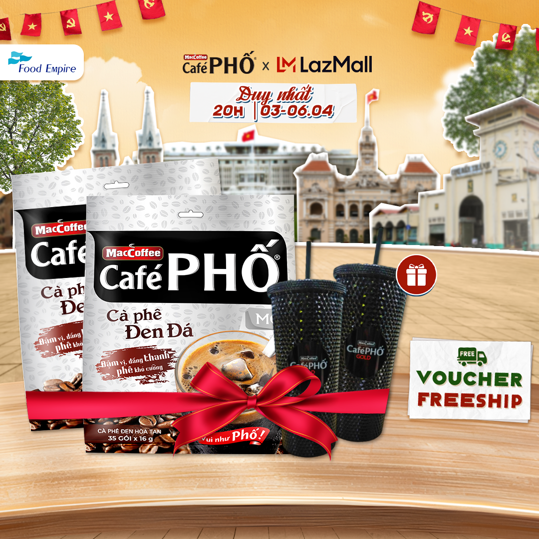 [Tặng ly Cafe Chồn] Combo 2 Túi cà phê Phố Đen Đá MacCoffee (560gr - 16gr x 35 gói)