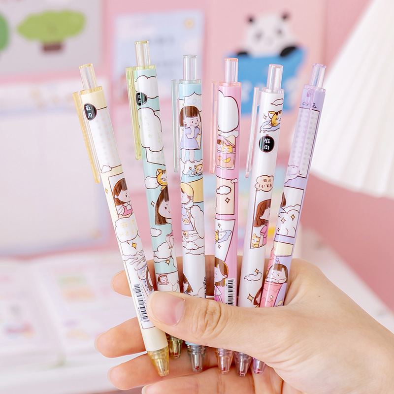 Bút bi, bút gel đen hoạt hình khủng long, bé gái ngòi 0.5mm