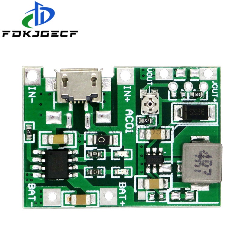 10pcs lithium li-ion 18650 3.7v 4.2v 9v 5v 2a battery charger board adjustable dc-dc step up boost module tp4056 integrated circuit