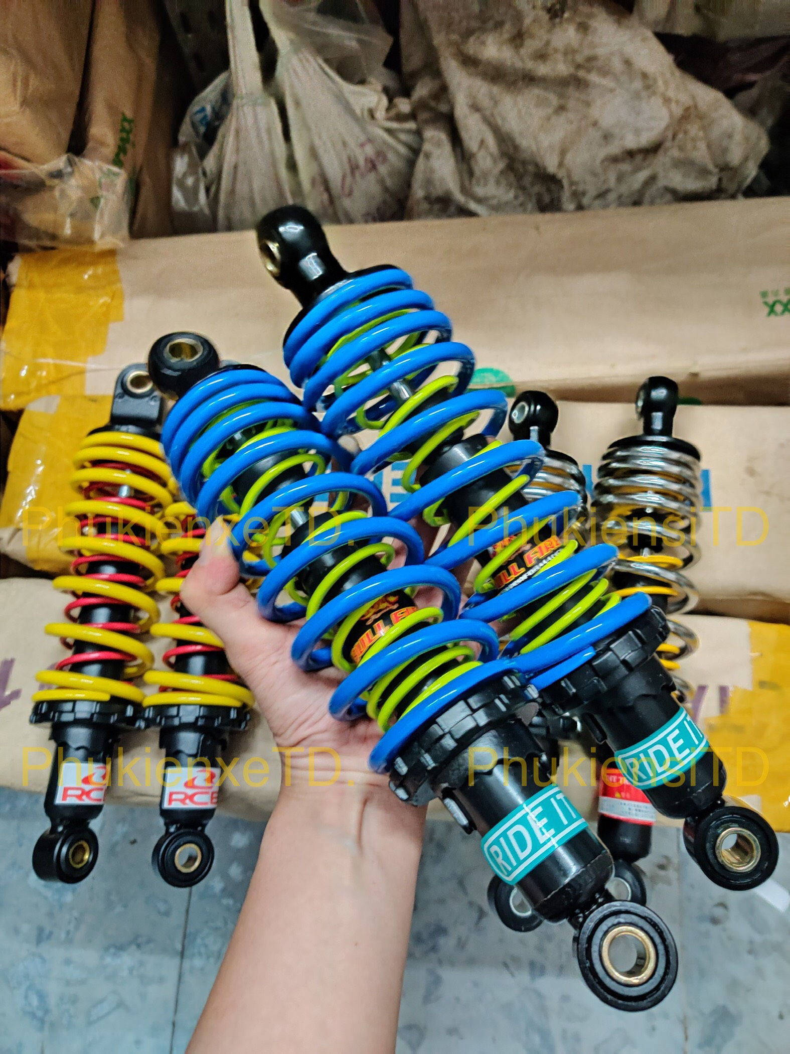 Phuộc sau kiểu 2 lò xo lắp Sirius Jupiter Taurus Cub Galaxy Win Angel Suviva Magic Elegant Axelo Future Blade Dream Wave