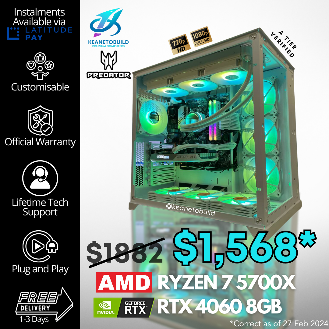 Custom Gaming Desktop Computer PC - Ryzen 7 5700X + RTX 4060 8GB - A ...