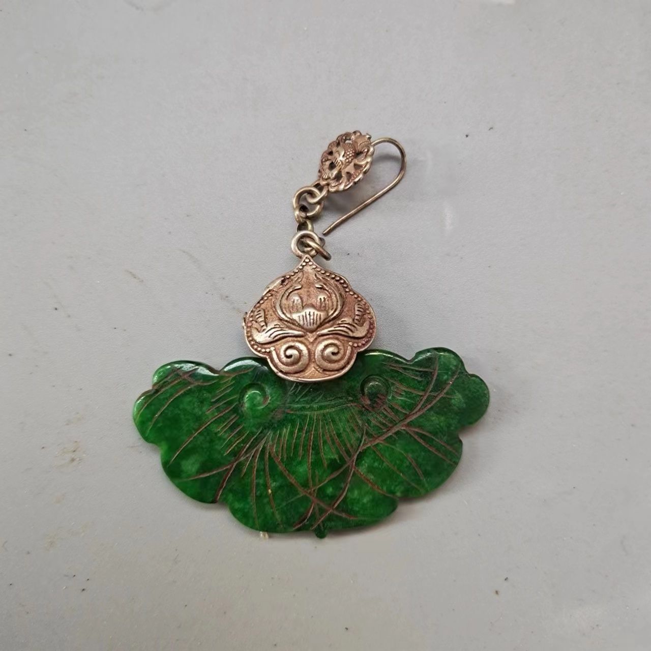 Tibetan silver inlaid jade earrings, ice type earrings, Myanmar jade earrings, film and television props