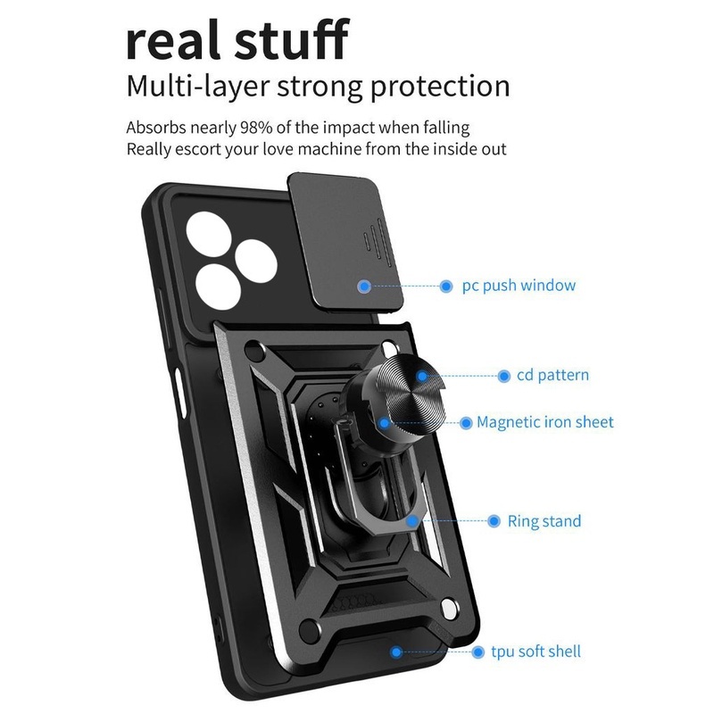 Ốp cho Redmi Note 13 Pro 5g note13 13Pro note13pro 2023 vỏ điện thoại cửa sổ trượt khung Vòng nhẫn Vỏ giáp chống sốc đẩy kéo Máy ảnh Vỏ lưng bảo vệ