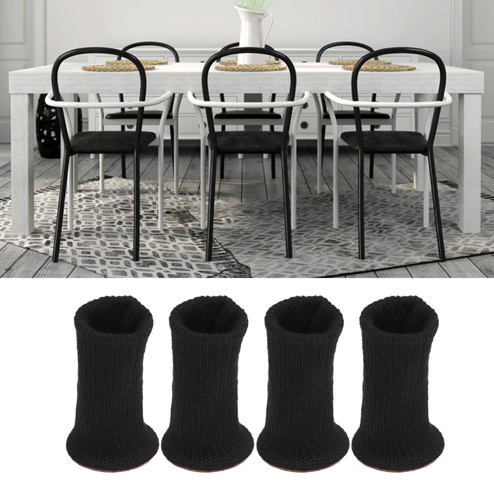 Furniture Leg Socks- Chair Leg Protectors For Hardwood And Tile Floors Anti Slip Chair Covers Reduces Noise 4pcs Black Furniture Leg Socks- Chair Leg Protectors For Hardwood And Tile Floors Anti Slip Chair Covers Reduces Noise 4pcs Black