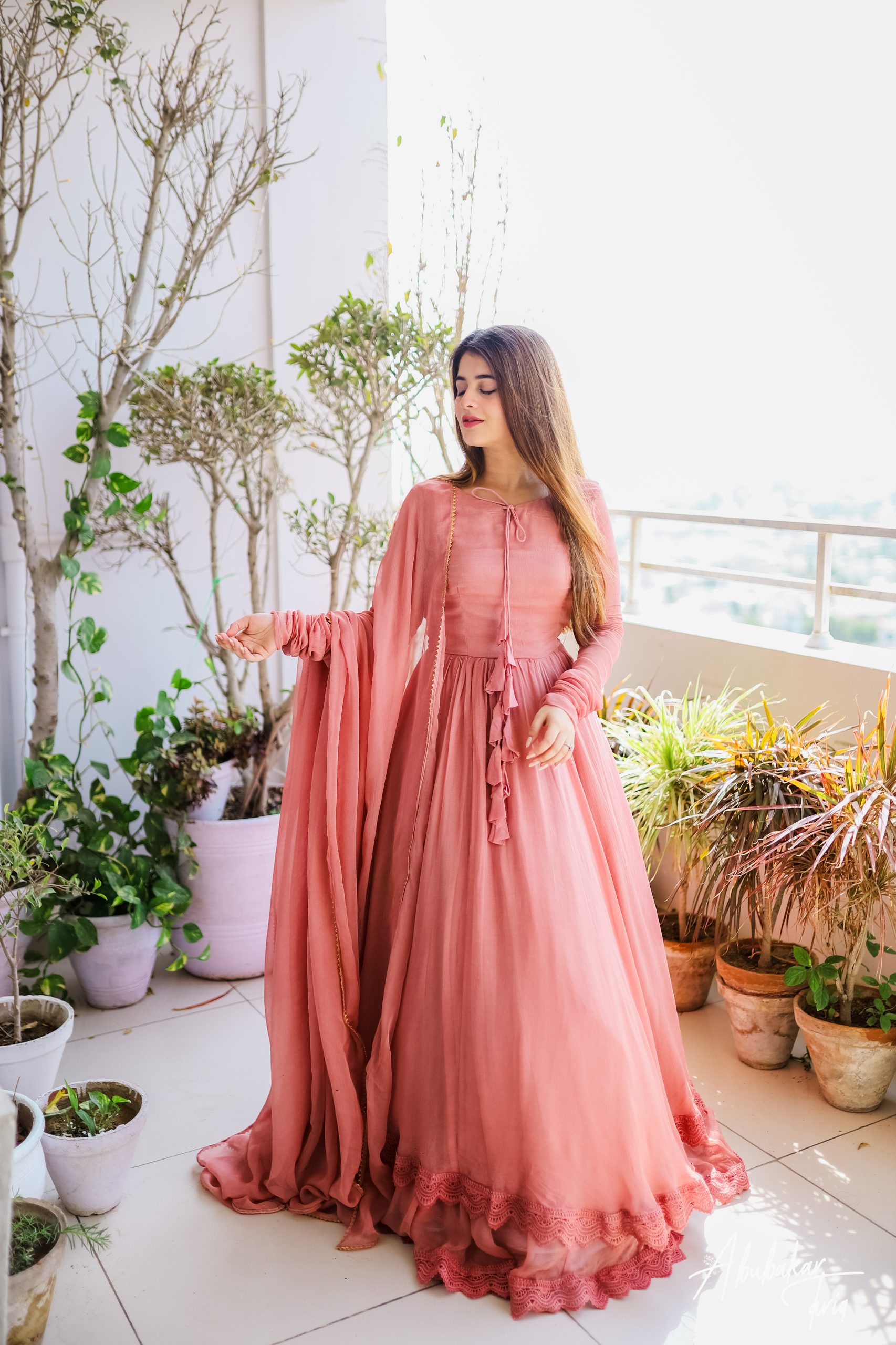 Stithced Stylish Long Frock for Women with Fancy Flair 3-Piece(Maxi+Trouser+Dupatta) - Party Wear Frocks for Women| Eid Collection For Women and Girls|Wedding Wear Dress For Girls (Top Trending Dress By Firangi). 