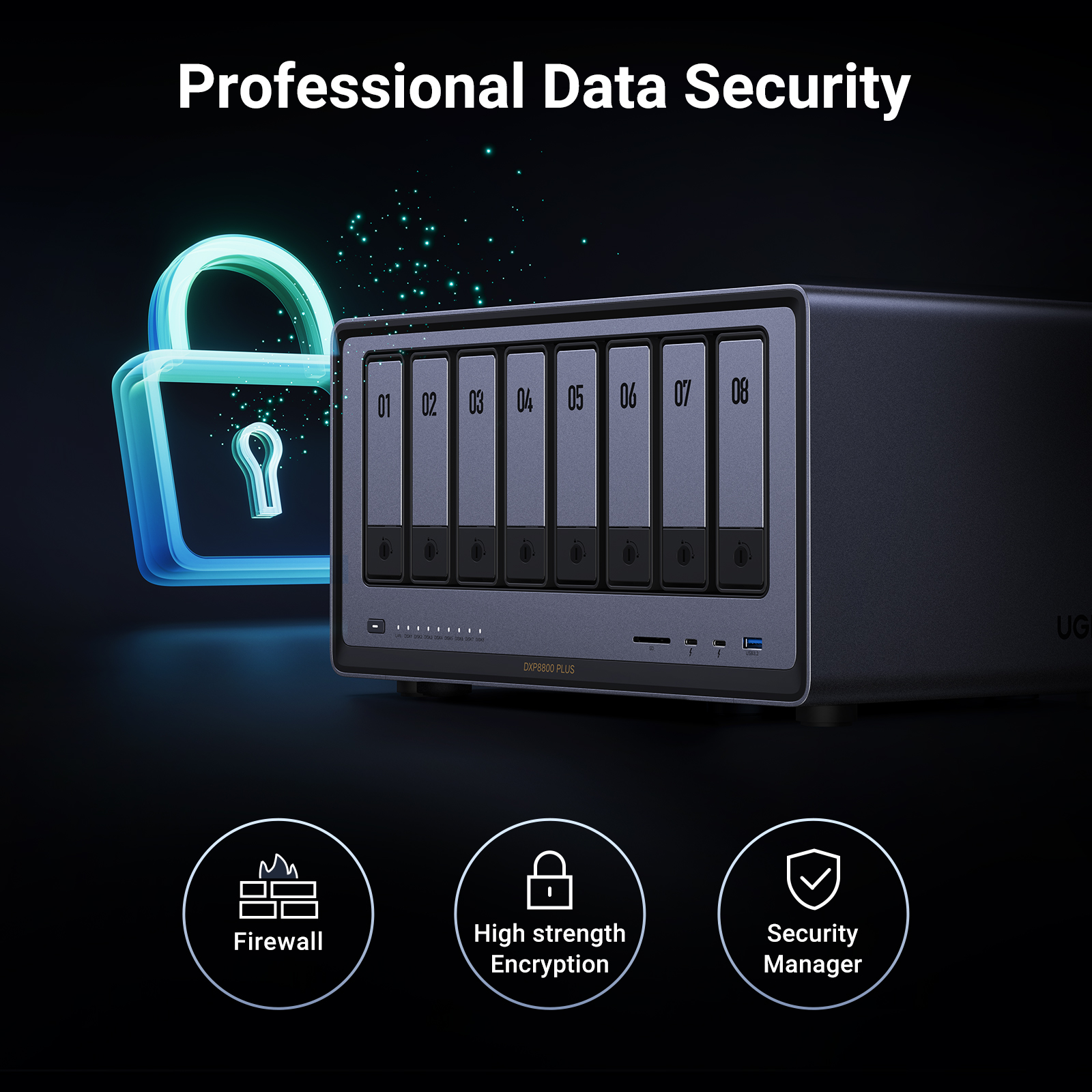 UGREEN NASync DXP8800 Plus 8-Bay Desktop NAS, Intel i5 1235u 10