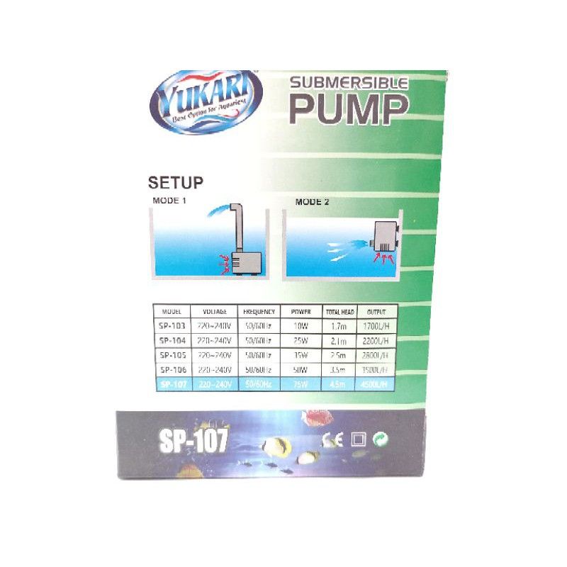 YUKARI SP 107 Pompa Aquarium kolam air mancur