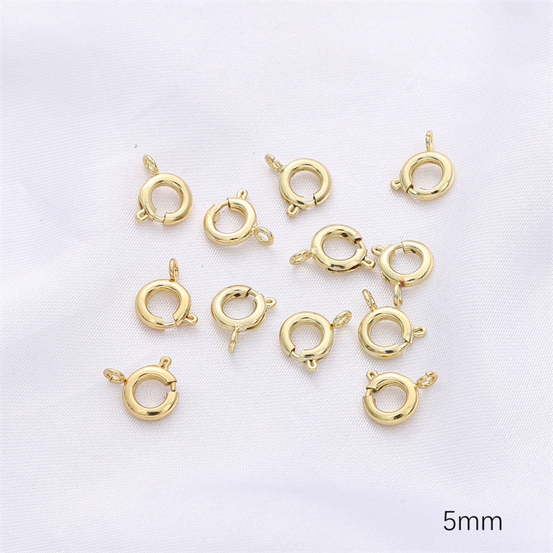 Round Claw Spring Clasps Hooks Brass Spring Ring Clasps Hooks Connectors with 14K/18K/Platinum/Silver/Rose Gold Plating for Bracelet Necklace Connectors DIY Jewelry Finding Making Accessories