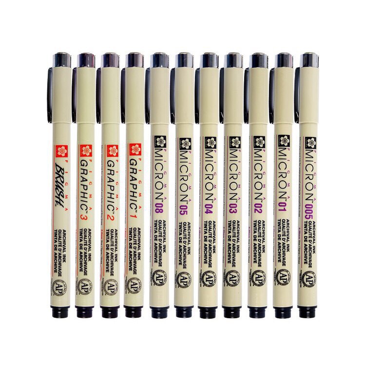 Bộ bút line đi nét chuyên nghiệp sakura pigma micron đủ size