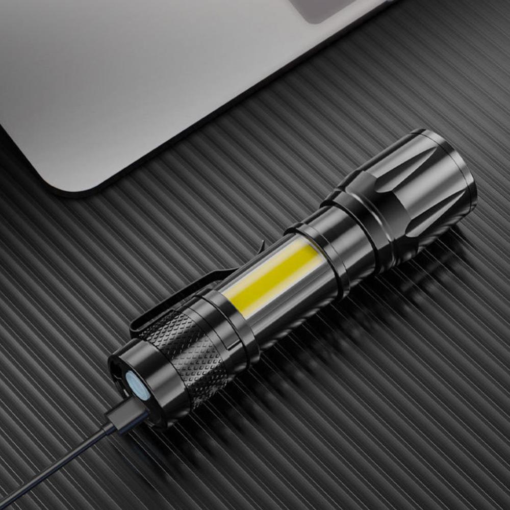Portable Powerful Flashlight 3 Modes LED Flashlight Telescopic Zoom Camping Lantern USB Rechargeable for Outdoor Working