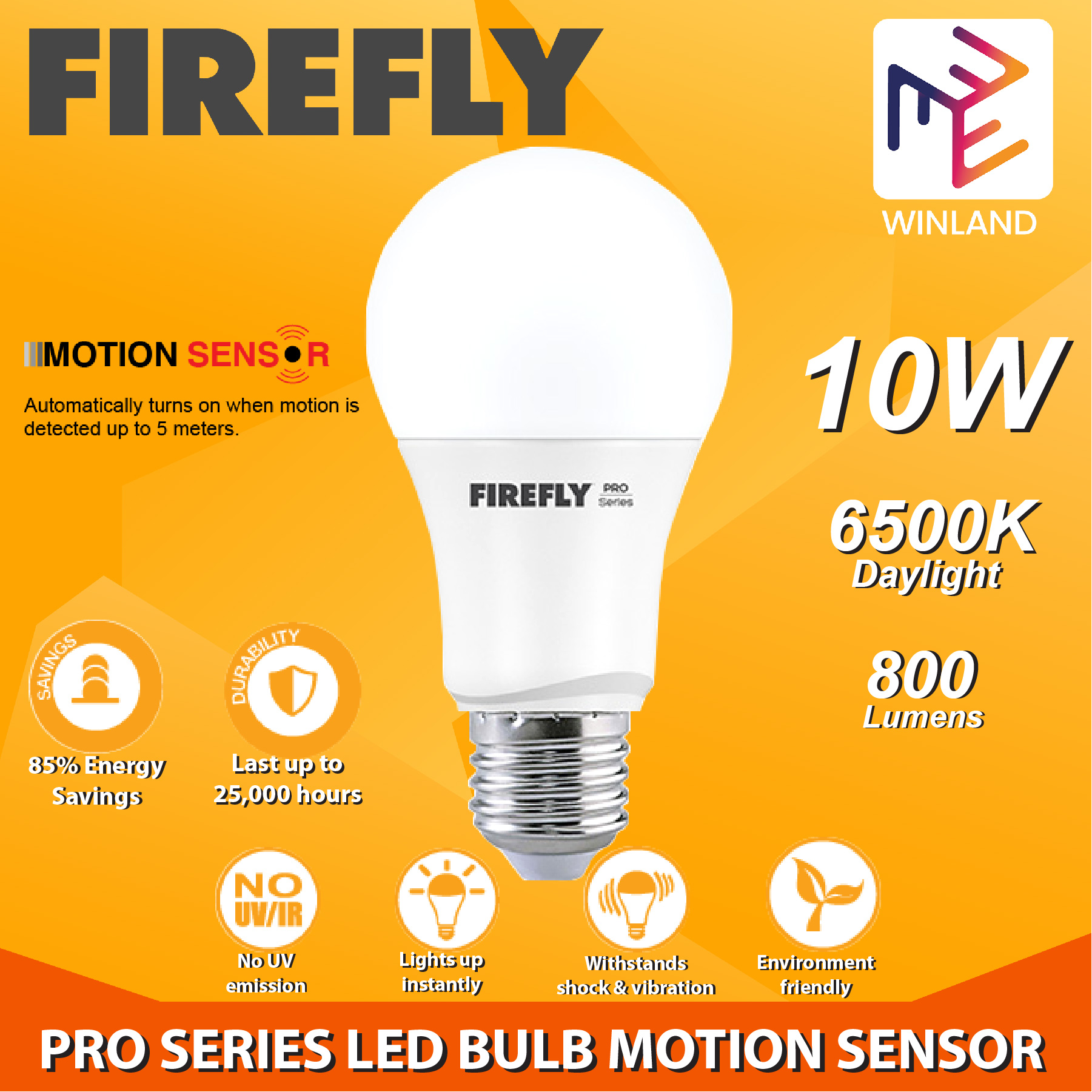 Firefly By Winland Pro Series Led Bulb Light Functional Motion Sensor 