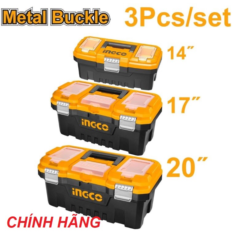 Đồ nghề ingco bộ 3 hộp nhựa đựng công cụ 14"+17"+20" pbxk0302