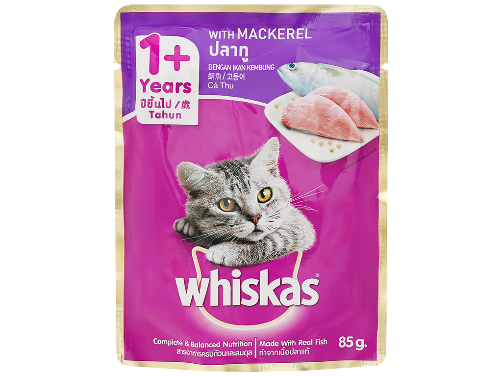 Thức ăn mèo Whiskas vị cá thu túi 85g